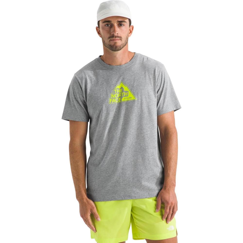 imageThe North Face Mens Since 66 ShortSleeve Tee Casual Stylish Graphic TShirt Regular Fit Soft FabricTnf Pale Grey HeatherFizz Lime