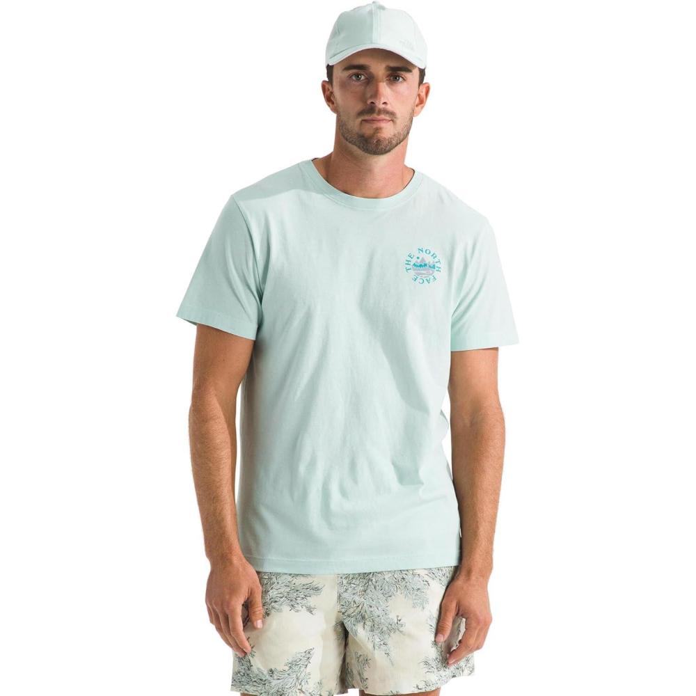 imageThe North Face Mens Sunrise Escape Regular Short Sleeve Tee Casual Graphic TShirt Regular Fit Soft Cotton FabricOpal Frost