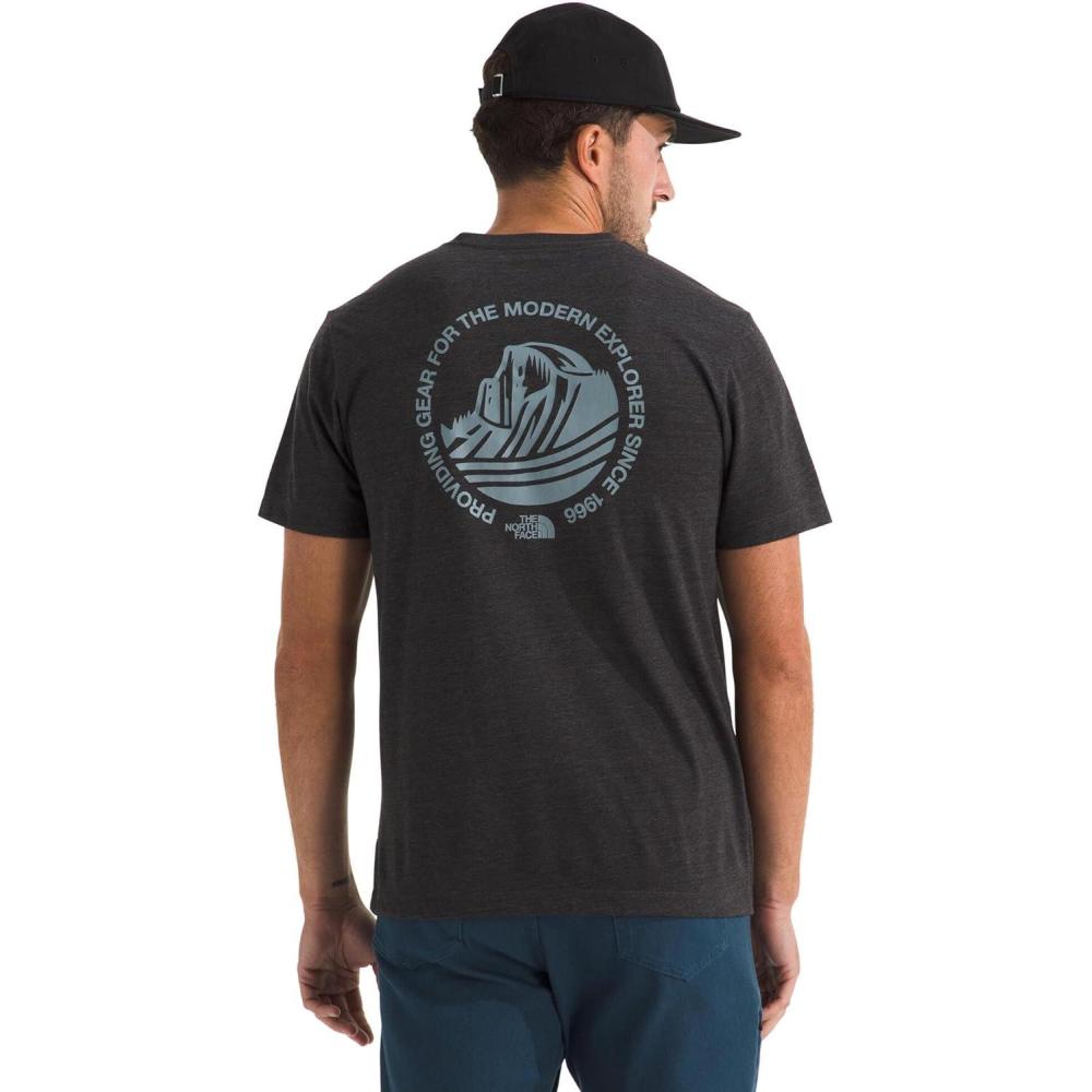 imageThe North Face Mens TriBlend Mountain Days ShortSleeve Tee  Casual Graphic TShirt Regular Fit CottonPolyesterTencelTnf Dark Grey White Heather