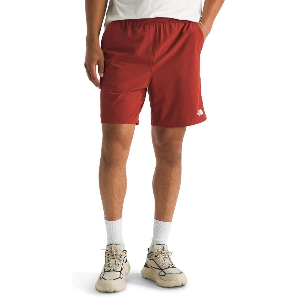 imageThe North Face Mens Wander 2in1 Short 7 Moisture Wicking Water Repellent Finish Stretch Waistband Hand PocketsIron ClayLava Red