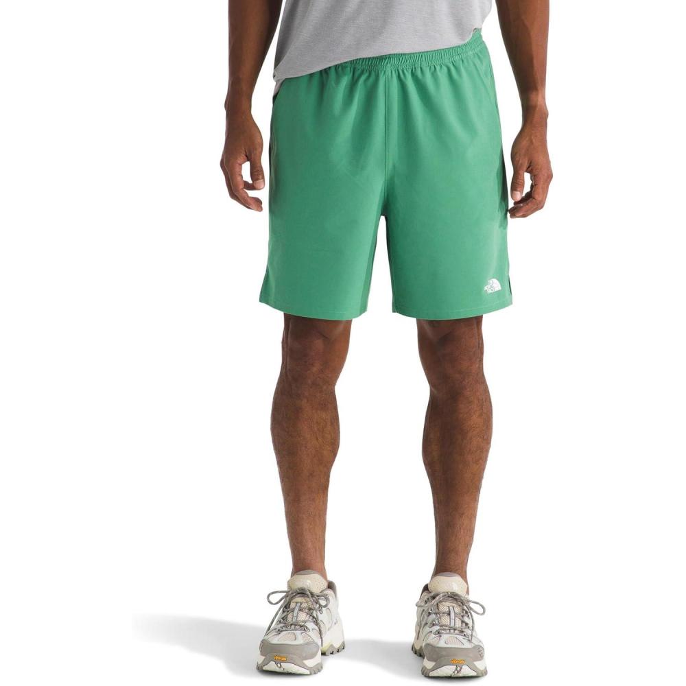 imageThe North Face Mens Wander 2in1 Short 7 Moisture Wicking Water Repellent Finish Stretch Waistband Hand PocketsStone SlabDimmed Algae