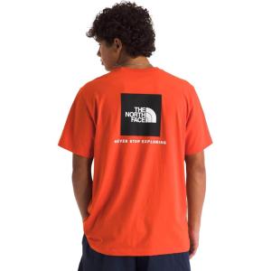 THE NORTH FACE Men’s Core Box NSE Short Sleeve Tee | Branded T-shirt With a Ribbed Collar(Lava Red)
