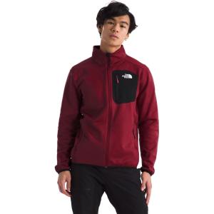 THE NORTH FACE Men’s Crest Full Zip Jacket | Water Repellent Fleece Coat, Double Layer Stand Collar & Zip Hand Pockets(Garnet Red/Tnf Black)