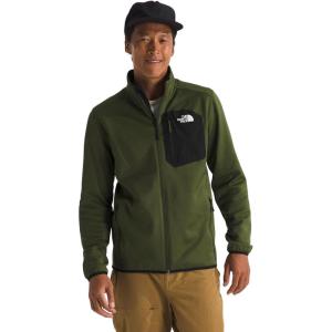 THE NORTH FACE Men’s Crest Full Zip Jacket | Water Repellent Fleece Coat, Double Layer Stand Collar & Zip Hand Pockets(Woodland Green/Tnf Black)