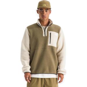THE NORTH FACE Men’s Yumiori Quarter Zip Jacket | Lightweight Fleece Coat With Embroidered Logo, Secure Zip Chest Pocket(Cedar/Desert Stone/New Taupe Green)