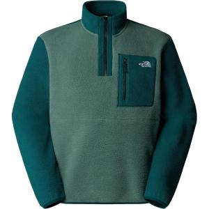 THE NORTH FACE Men’s Yumiori Quarter Zip Jacket | Lightweight Fleece Coat With Embroidered Logo, Secure Zip Chest Pocket(Duck Green/Deep Nori/Tnf Black)