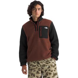 THE NORTH FACE Men’s Yumiori Quarter Zip Jacket | Lightweight Fleece Coat With Embroidered Logo, Secure Zip Chest Pocket(Ember Soil/Tnf Black/Iron Clay)