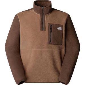 THE NORTH FACE Men’s Yumiori Quarter Zip Jacket | Lightweight Fleece Coat With Embroidered Logo, Secure Zip Chest Pocket(Latte/Smokey Brown/Tnf Black)