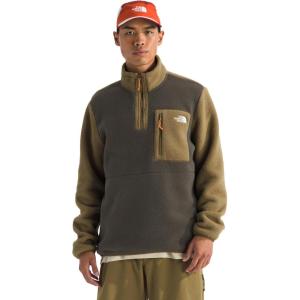 THE NORTH FACE Men’s Yumiori Quarter Zip Jacket | Lightweight Fleece Coat With Embroidered Logo, Secure Zip Chest Pocket(New Taupe Green/Cedar/Dust Orange)