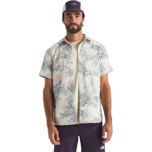 The North Face Mens Short Sleeve Baytrail Pattern Button-Down Shirt – Soft Cotton T-Shirt, Chest Pocket(Desert Stone Big Sagebrush Print)