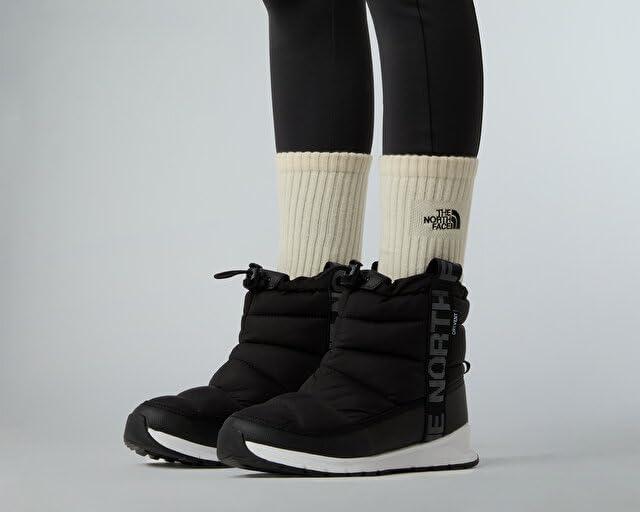 imageTHE NORTH FACE Kids Thermoball Pullon Wp Boot Insulated amp Waterproof Bungee Collar Rubber SoleTnf BlackTnf White