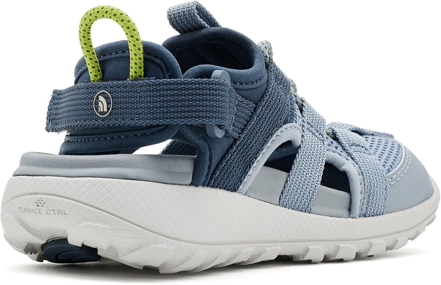 imageThe North Face Kids Explore Camp Shandal Kids Hiking Sandal for Boys amp GirlsFrost GreyFizz Lime