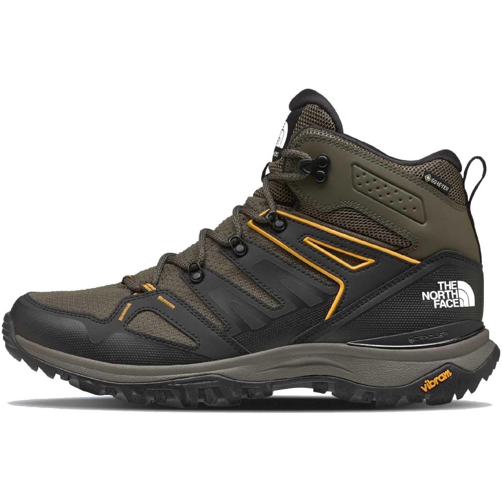 imageThe North Face Mens Hedgehog Mid Goretex Hiking Shoe Waterproof Cushioned amp Rubber OutsoleNew Taupe GreenTnf Black