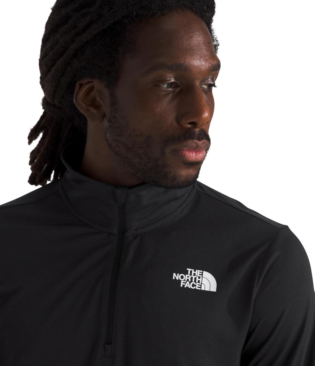 imageThe North Face Mens 247 Quarter Zip Tee Lightweight Long Sleeve 14 Zip Pullover Moisture Wicking Fabric2 LogosTnf Black