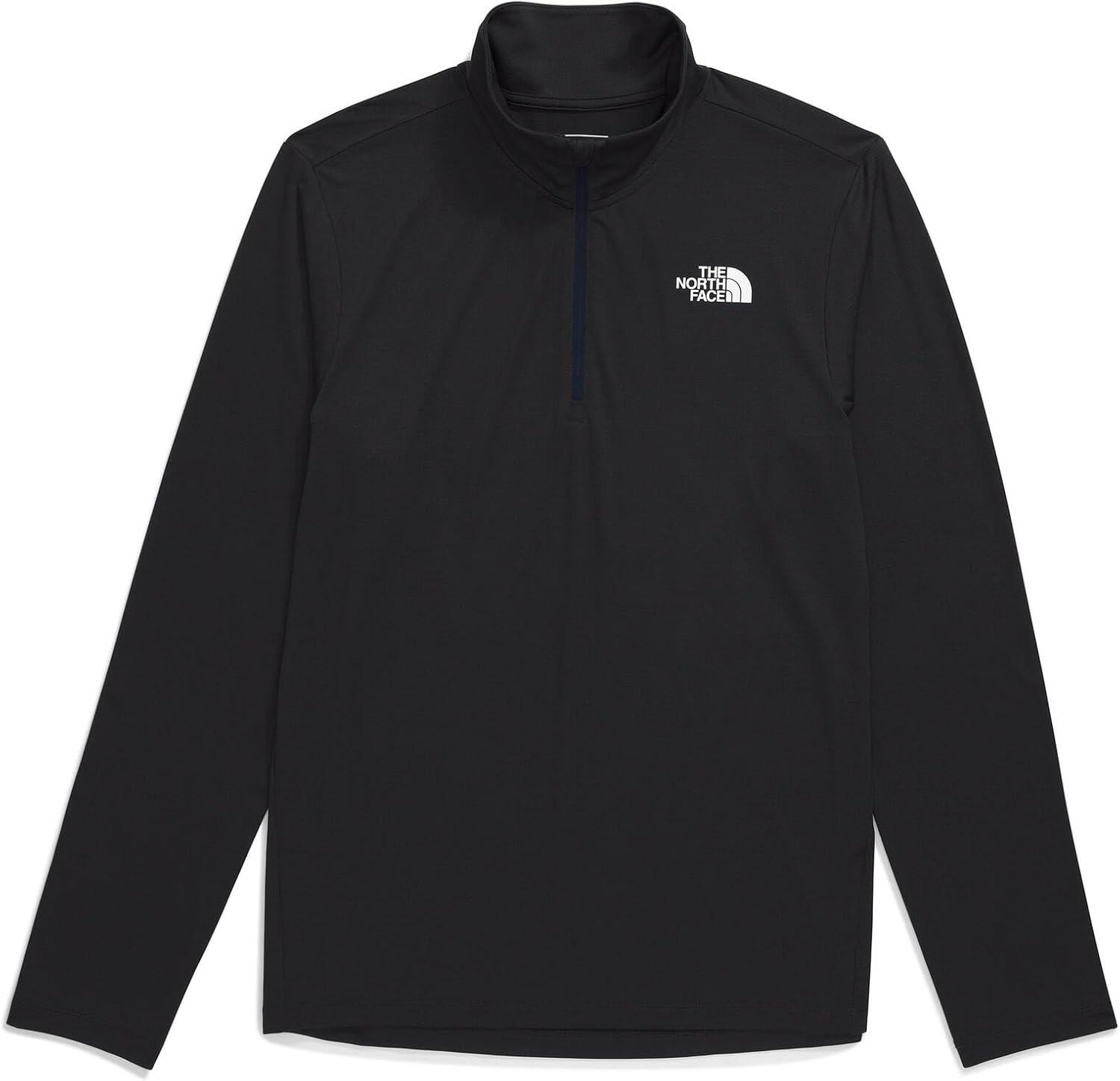 imageThe North Face Mens 247 Quarter Zip Tee Lightweight Long Sleeve 14 Zip Pullover Moisture Wicking Fabric2 LogosTnf Black
