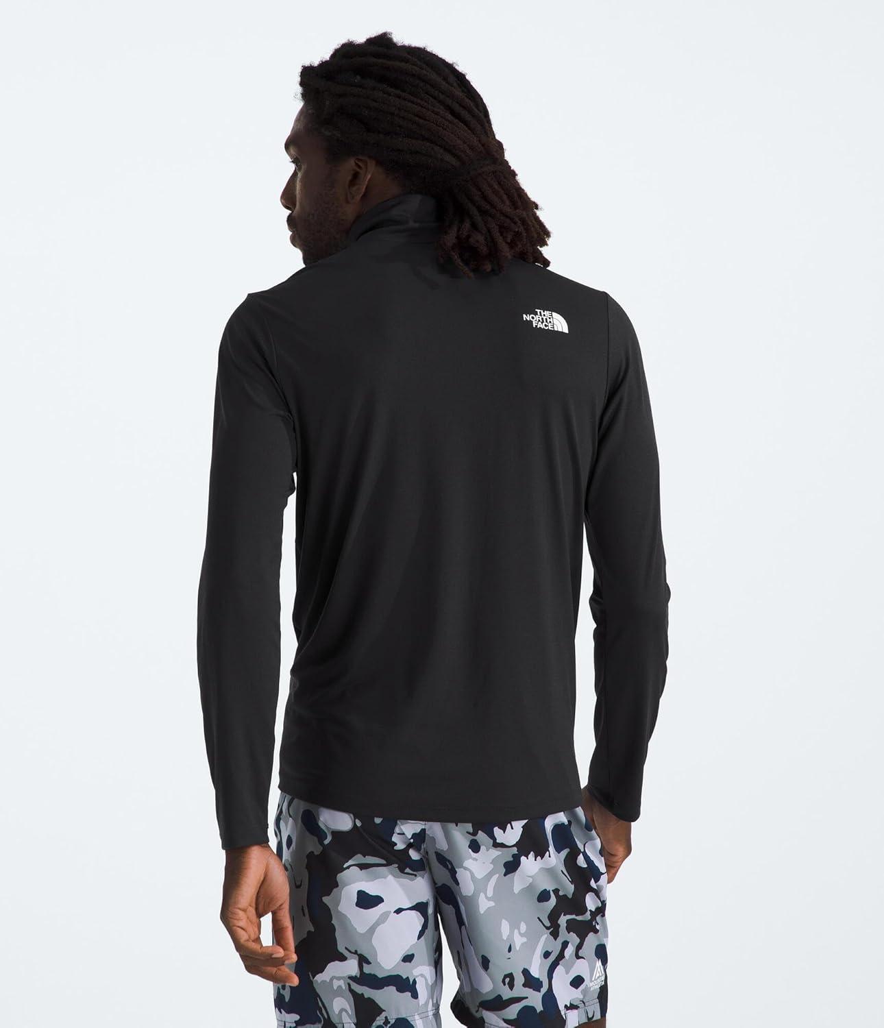 imageThe North Face Mens 247 Quarter Zip Tee Lightweight Long Sleeve 14 Zip Pullover Moisture Wicking Fabric2 LogosTnf Black