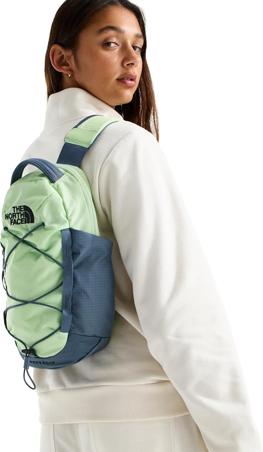 image:imageTHE NORTH FACE Borealis SIing Bag Crossbody Adjustable Strap Water Repellent Finish Multiple Compartments Tablet SleeveCalcified LimeGranite Grey