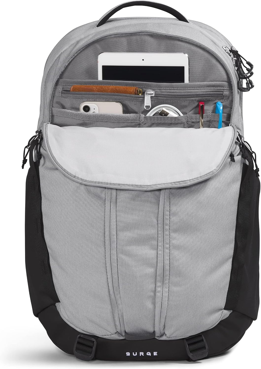 image:imageTHE NORTH FACE Surge Commuter Laptop Backpack Daypack With Water Repellent Finish 16 Laptop Sleeve Reflective DetailsMeld Grey Dark HeatherTnf Black