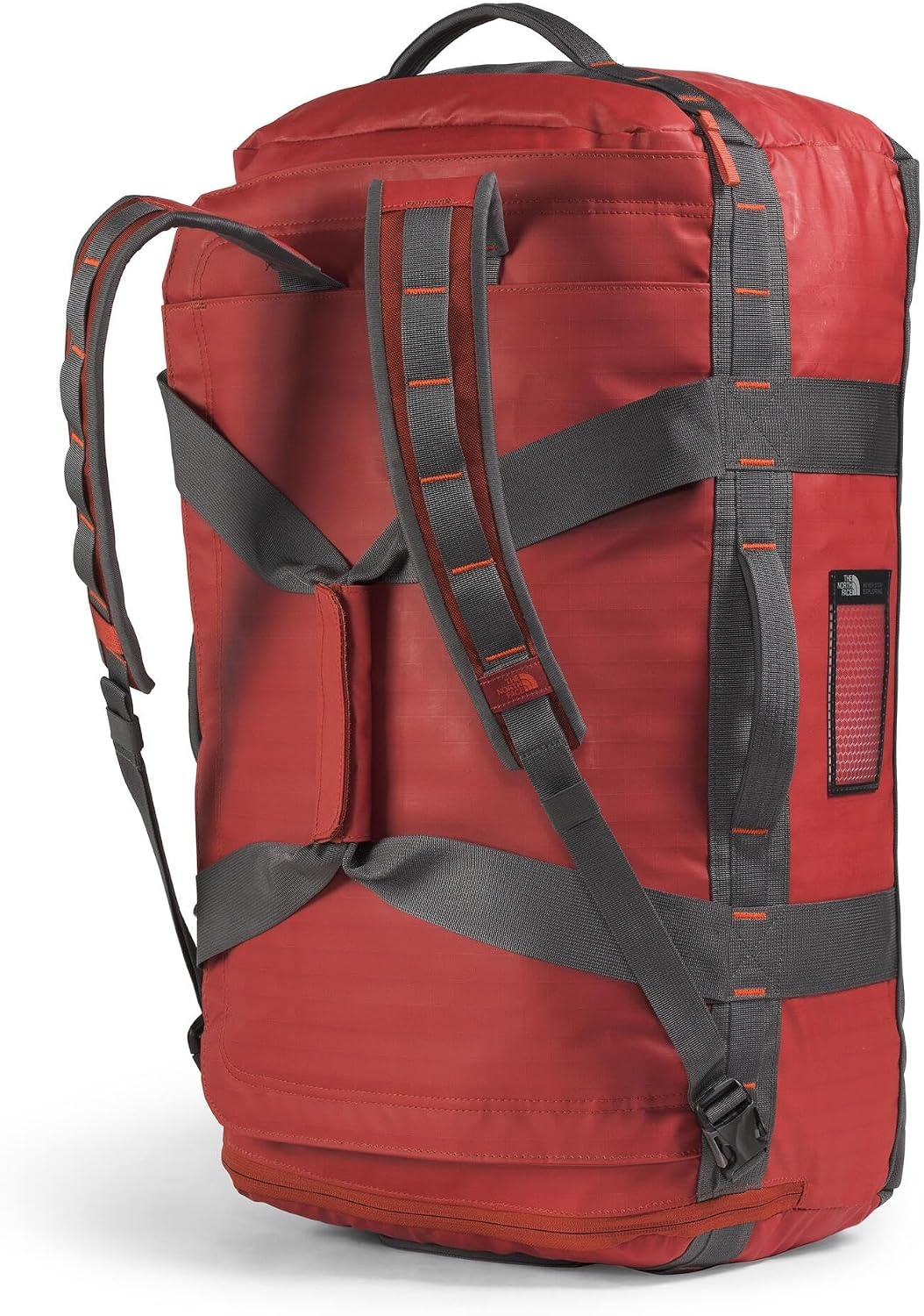 image:imageTHE North FACE Mens Base Camp Voyager 62L DuffelIron ClayAnthracite GreyLava Red