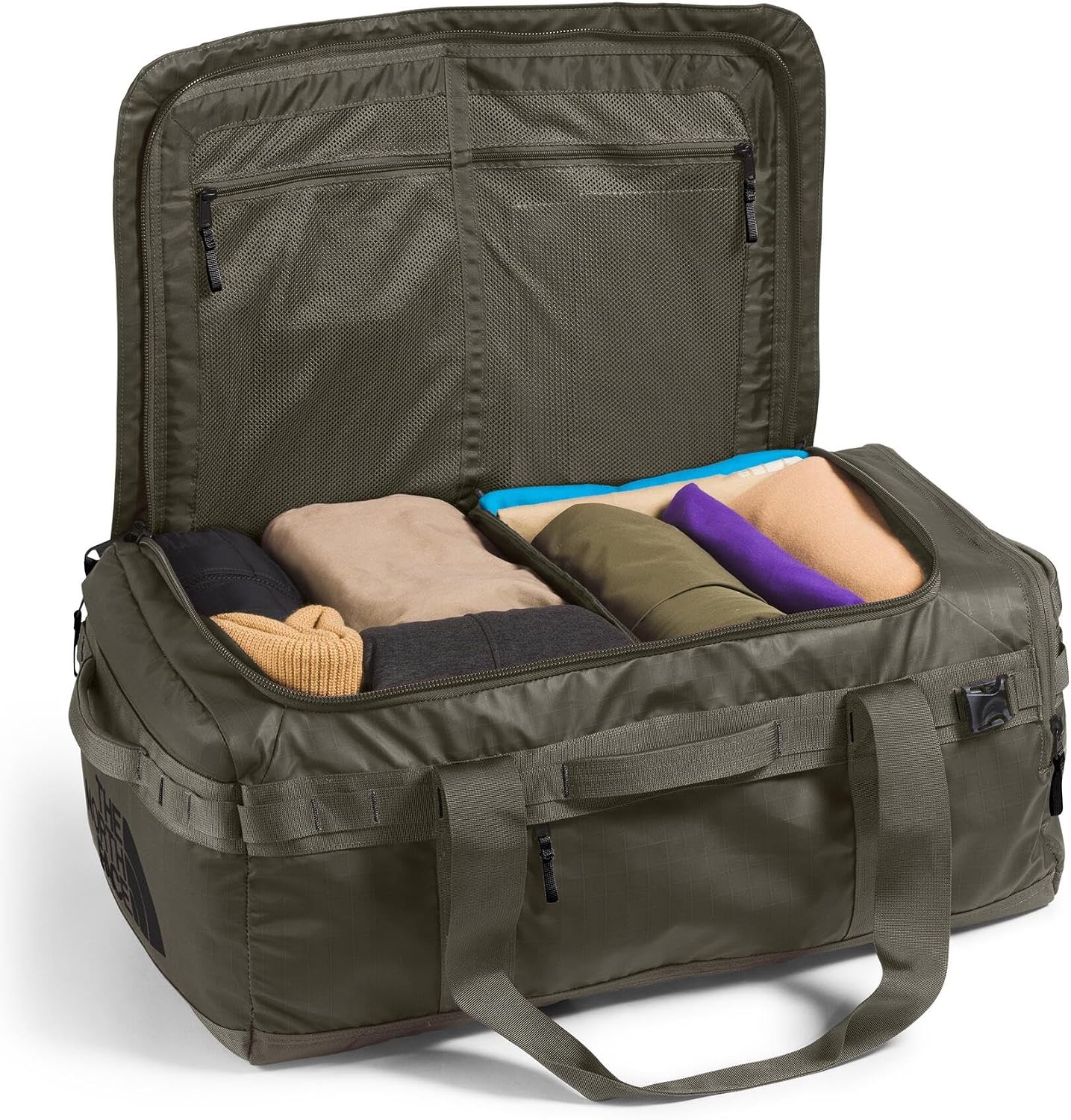 image:imageTHE North FACE Mens Base Camp Voyager 62L DuffelNew Taupe GreenTNF BlackNPF