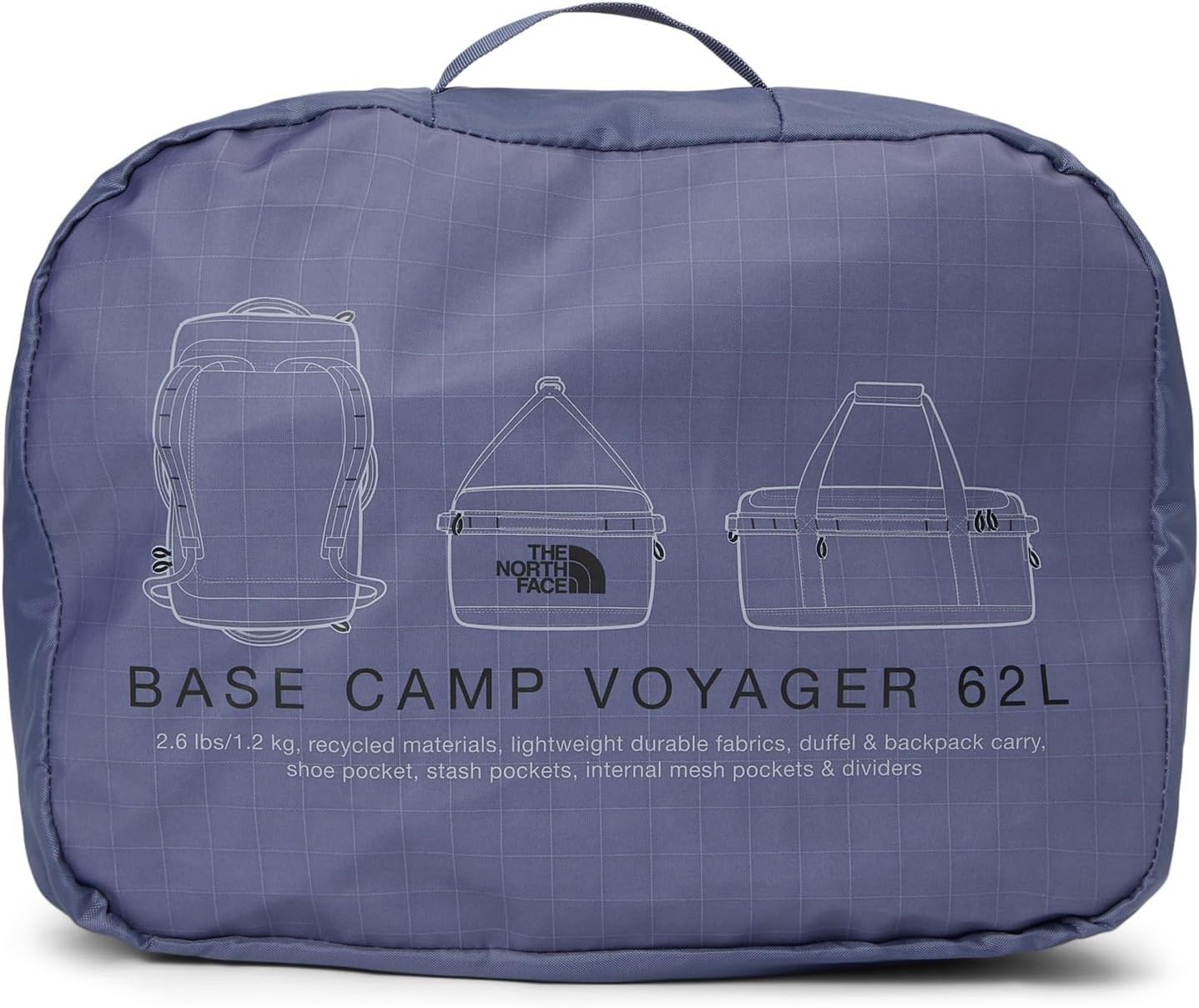 image:imageTHE North FACE Mens Base Camp Voyager 62L DuffelTwilight GalaxyTnf Black