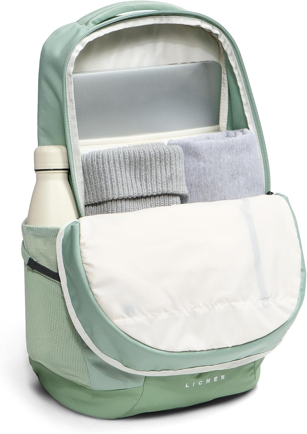 image:imageThe North Face Lichen Daypack Everyday Commuter Backpack Laptop Sleeve Water Bottle Pockets Center Front Pouch Pacific TealTNF Black One SizeSlate MossTnf White