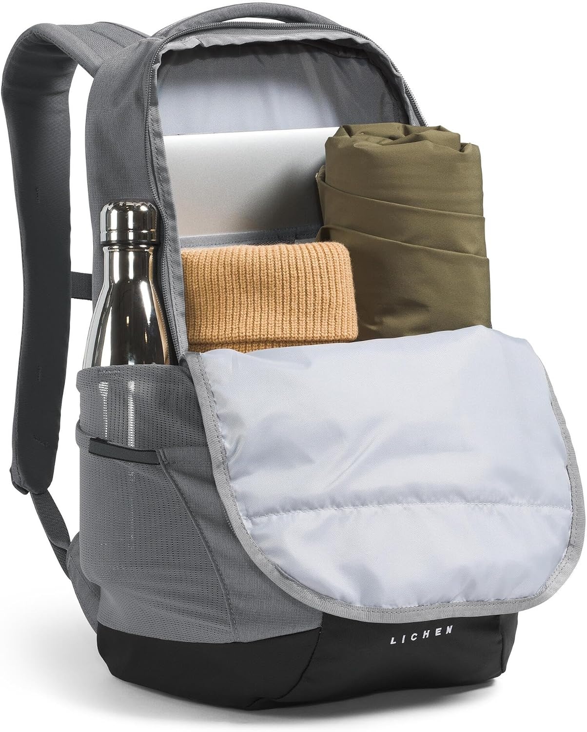 image:imageThe North Face Lichen Daypack Everyday Commuter Backpack Laptop Sleeve Water Bottle Pockets Center Front Pouch Pacific TealTNF Black One SizeSmoked Pearl Dark HeatherTnf Black