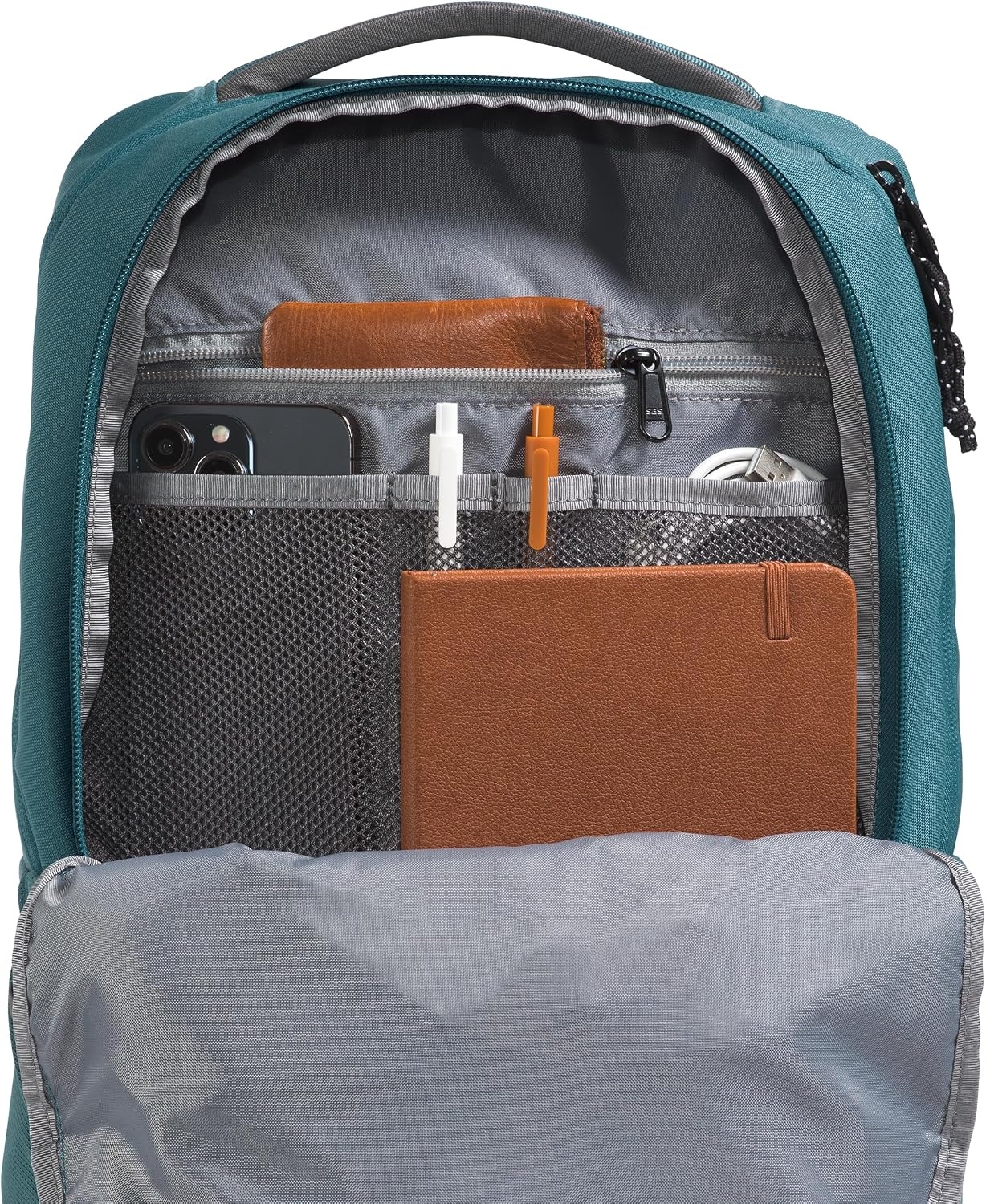 image:imageThe North Face Lichen Daypack Everyday Commuter Backpack Laptop Sleeve Water Bottle Pockets Center Front Pouch Pacific TealTNF Black One SizeSpaceAnthracite Grey
