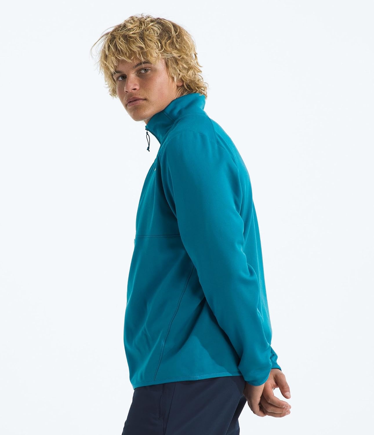 image:imageTHE NORTH FACE Mens TNF Performance Fleece 14 Zip Jacket Lightweight Pullover With Secure Zip Chest PocketDusk Blue