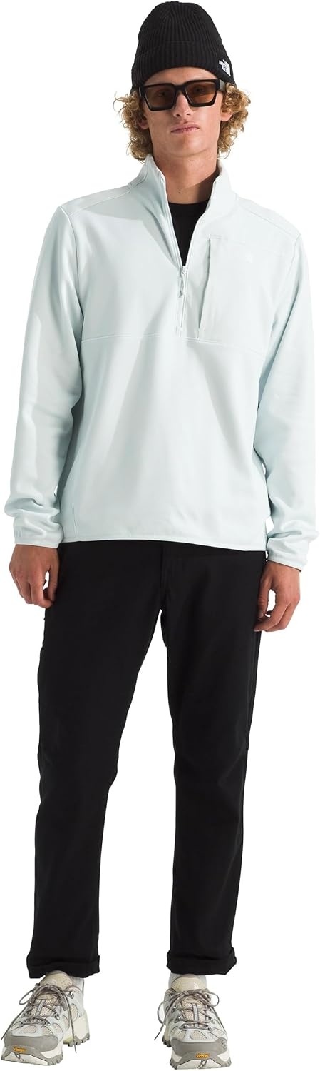 image:imageTHE NORTH FACE Mens TNF Performance Fleece 14 Zip Jacket Lightweight Pullover With Secure Zip Chest PocketPearl Stone