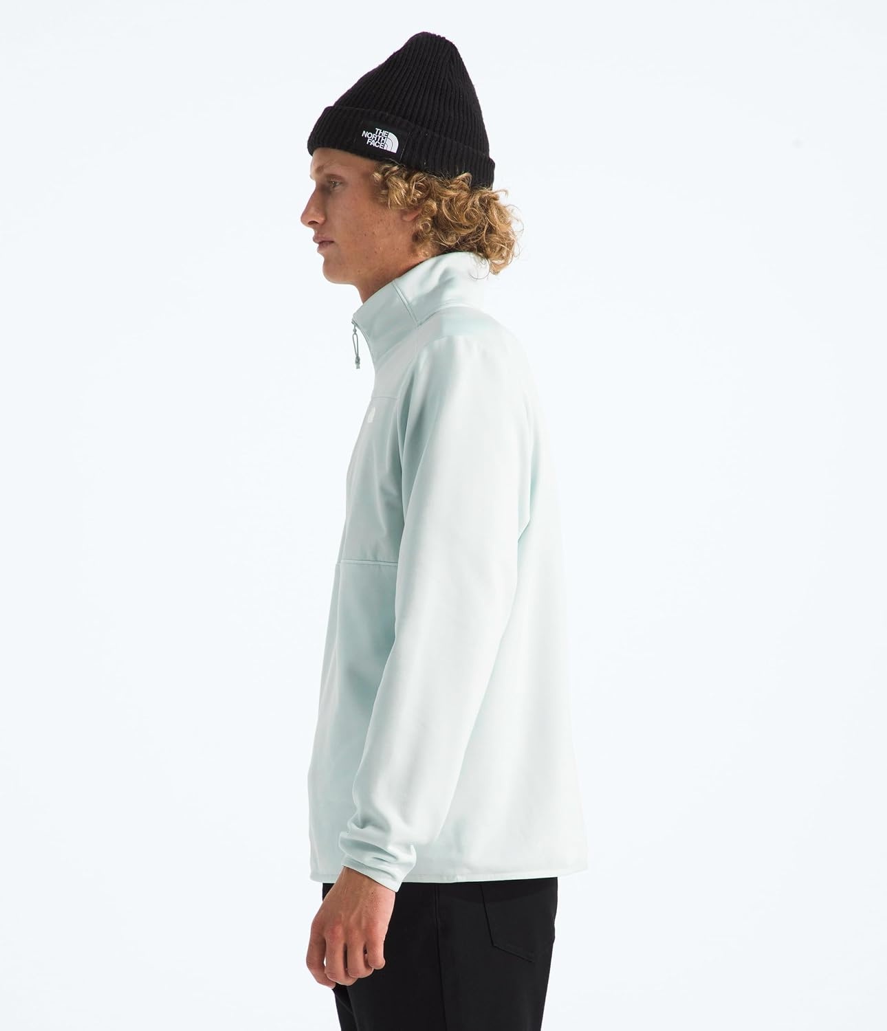 image:imageTHE NORTH FACE Mens TNF Performance Fleece 14 Zip Jacket Lightweight Pullover With Secure Zip Chest PocketPearl Stone