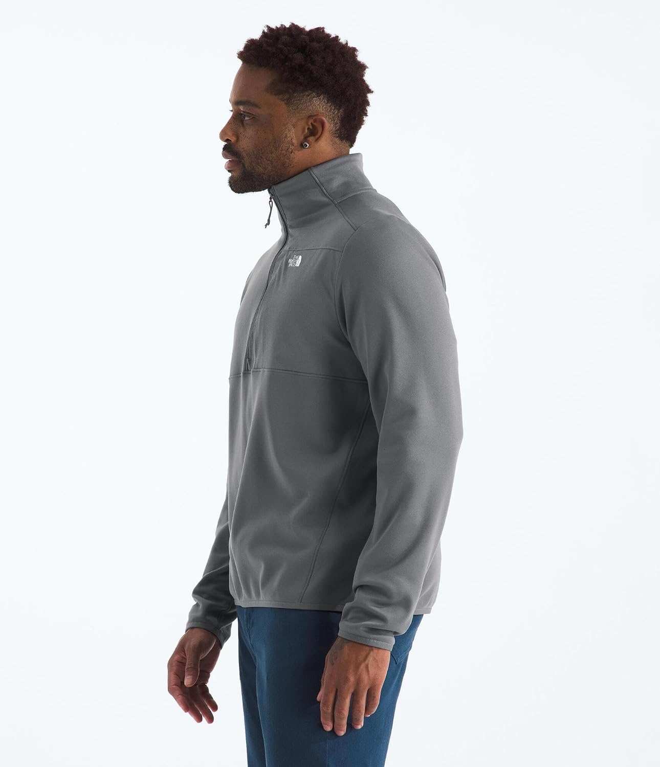 image:imageTHE NORTH FACE Mens TNF Performance Fleece 14 Zip Jacket Lightweight Pullover With Secure Zip Chest PocketSmoked Pearl