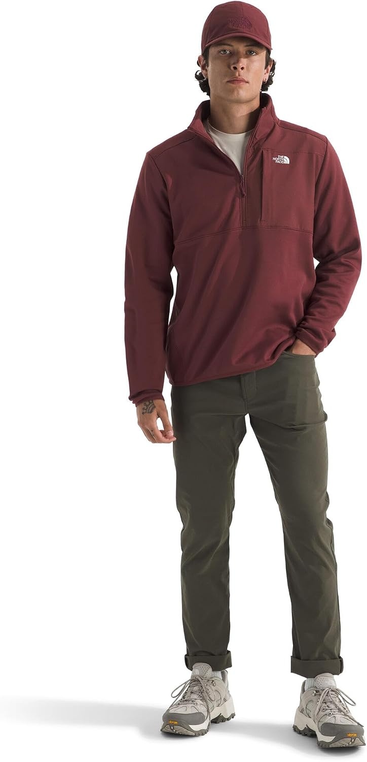 image:imageTHE NORTH FACE Mens TNF Performance Fleece 14 Zip Jacket Lightweight Pullover With Secure Zip Chest PocketSumac