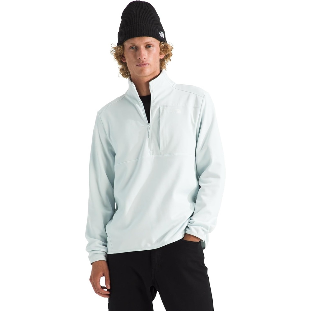 image:imageTHE NORTH FACE Mens TNF Performance Fleece 14 Zip Jacket Lightweight Pullover With Secure Zip Chest PocketPearl Stone