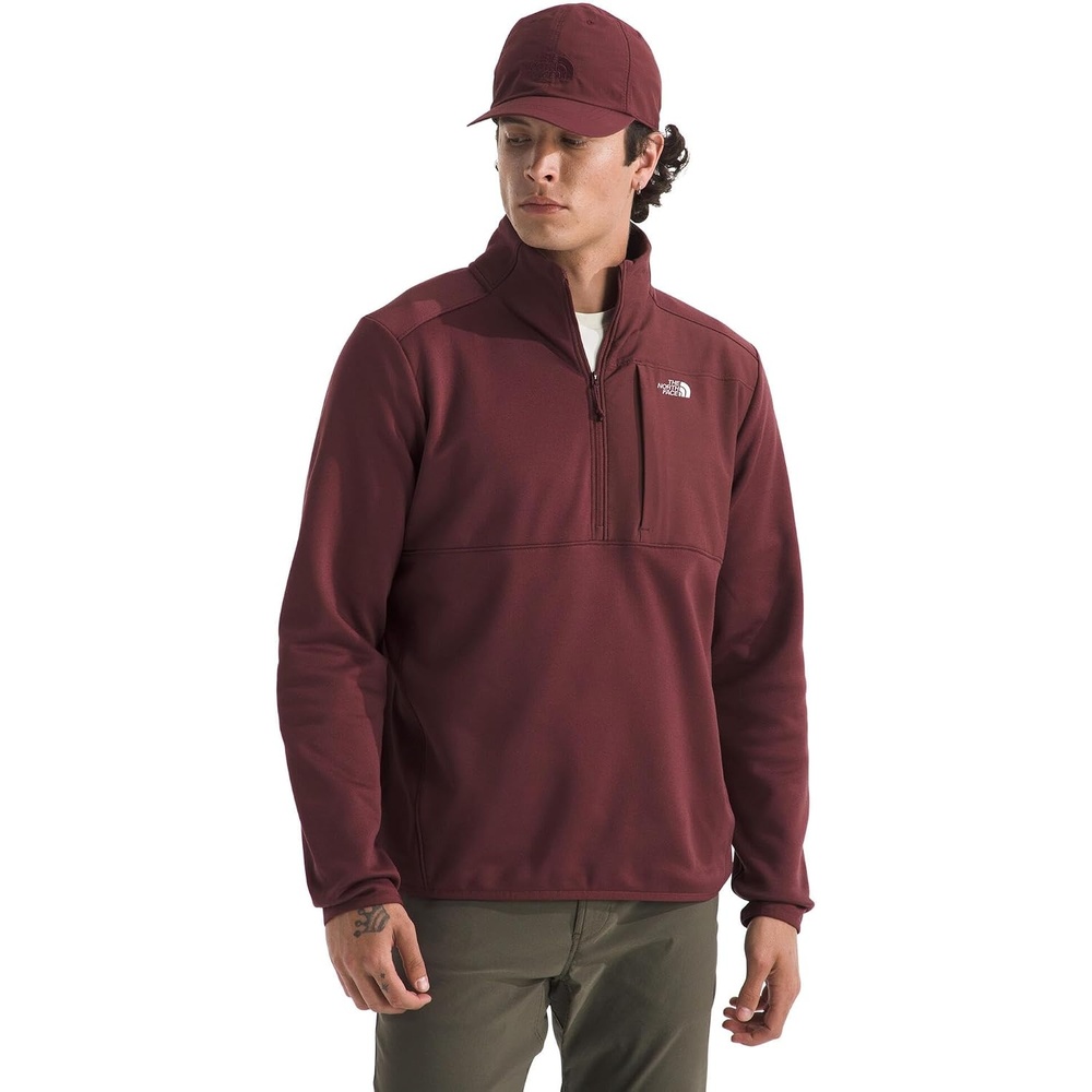 image:imageTHE NORTH FACE Mens TNF Performance Fleece 14 Zip Jacket Lightweight Pullover With Secure Zip Chest PocketSumac